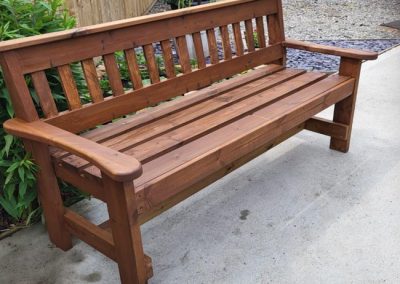 Straightback 3 seater bench stained